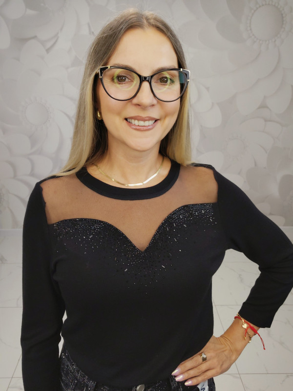 BLUZKA DEKOLT SIATKA CYRKONIE