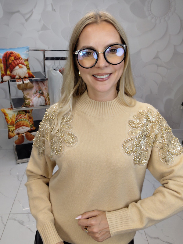 SWETER ZDOBIONY CEKINAMI